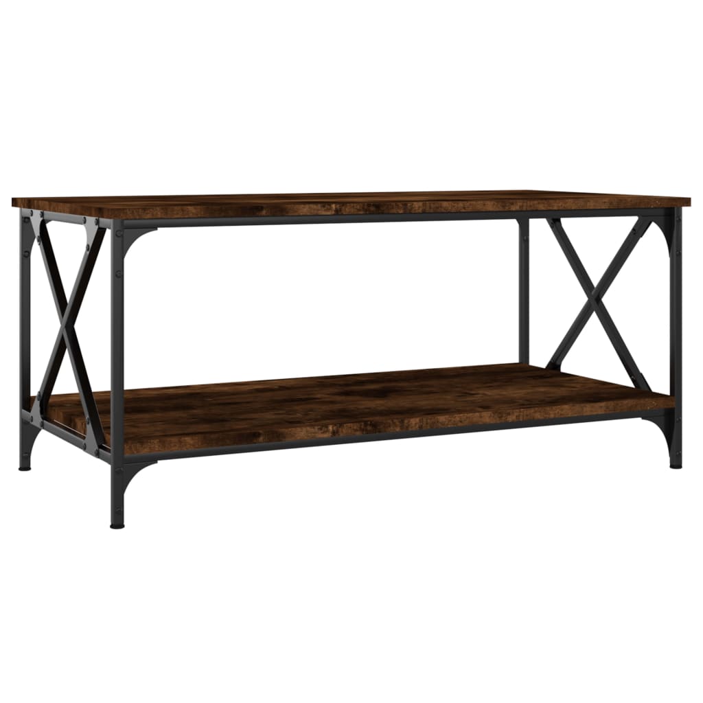 vidaXL Couchtisch Räuchereiche 100x50x45 cm Holzwerkstoff und Eisen