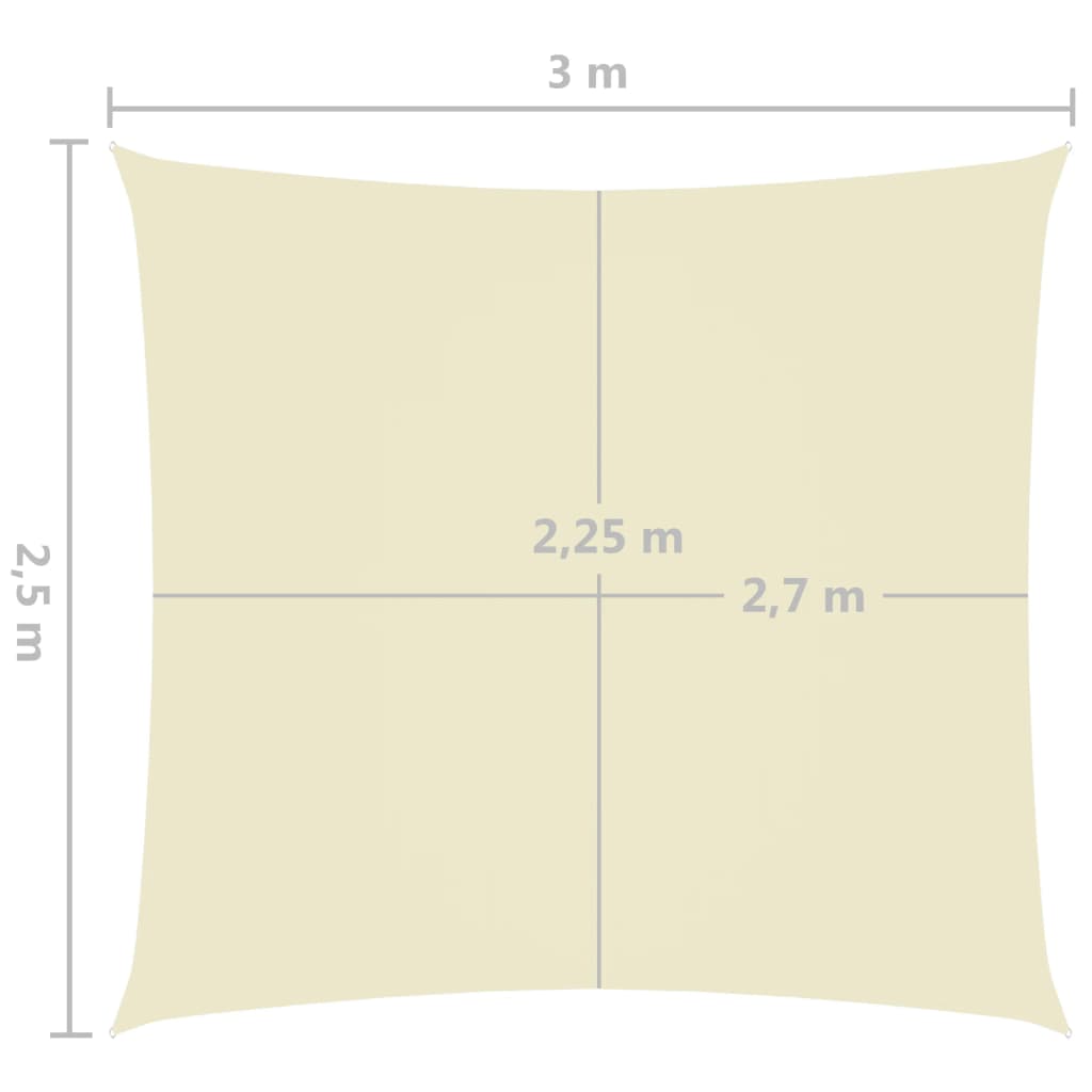 vidaXL Sonnensegel Oxford-Gewebe Rechteckig 2,5x3 m Creme