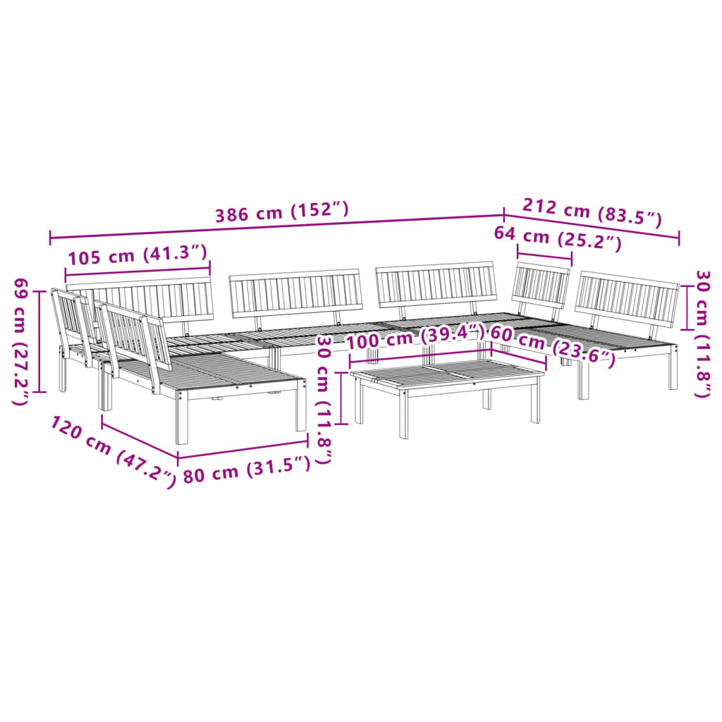 vidaXL 6-tlg. Garten-Sofagarnitur aus Paletten Massivholz Akazie