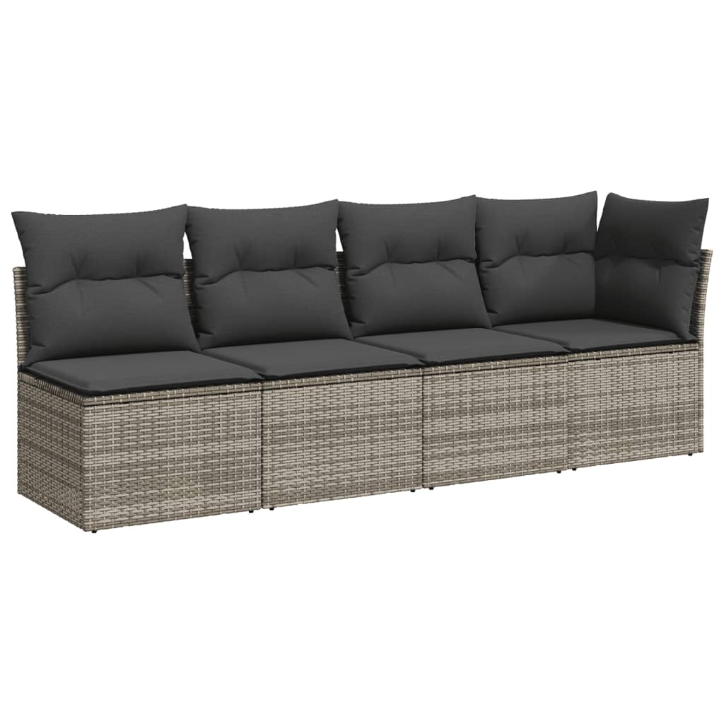 vidaXL 8-tlg. Garten-Sofagarnitur mit Kissen Grau Poly Rattan