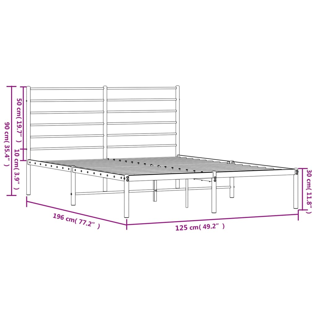 vidaXL Bettgestell mit Kopfteil Metall Weiß 120x190 cm