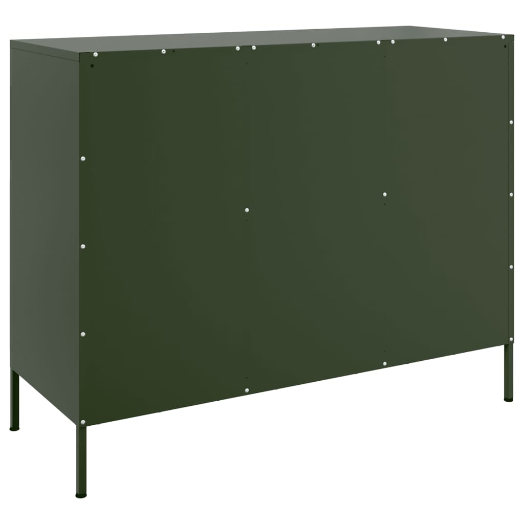 vidaXL Sideboard Olivgrün 100,5x39x79 cm Kaltgewalzter Stahl