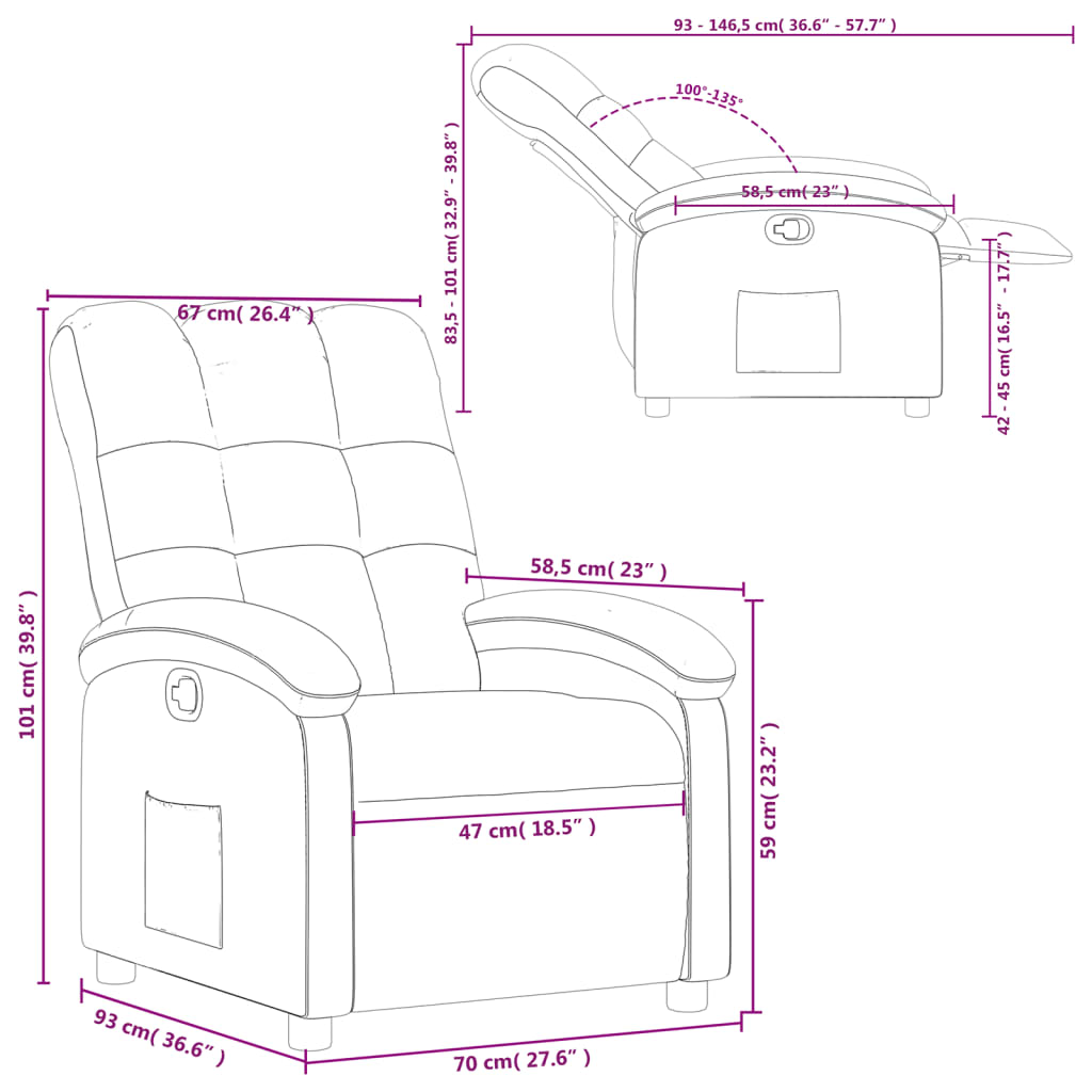 vidaXL Relaxsessel Taupe Stoff