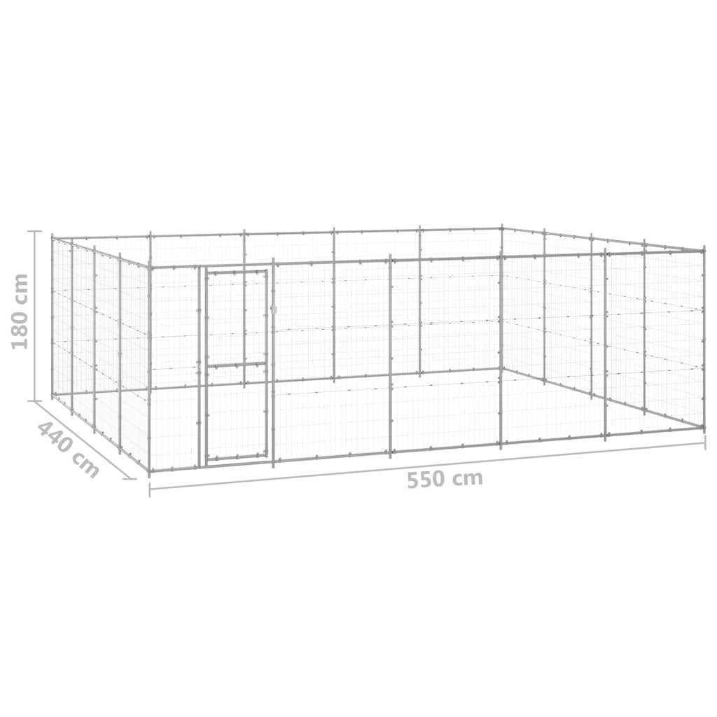 vidaXL Outdoor-Hundezwinger Verzinkter Stahl 24,2 m²