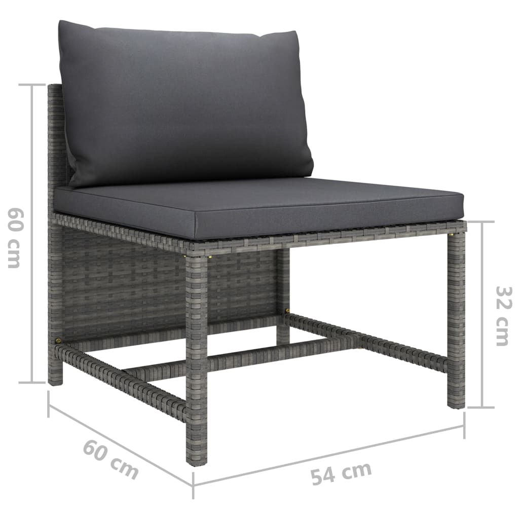 vidaXL 5-tlg. Garten-Lounge-Set mit Kissen Poly Rattan Grau