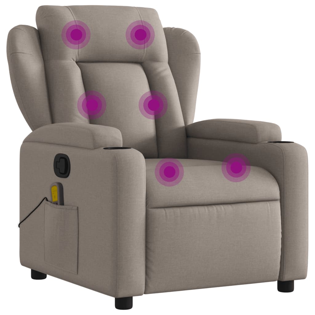 vidaXL Massagesessel Taupe Stoff