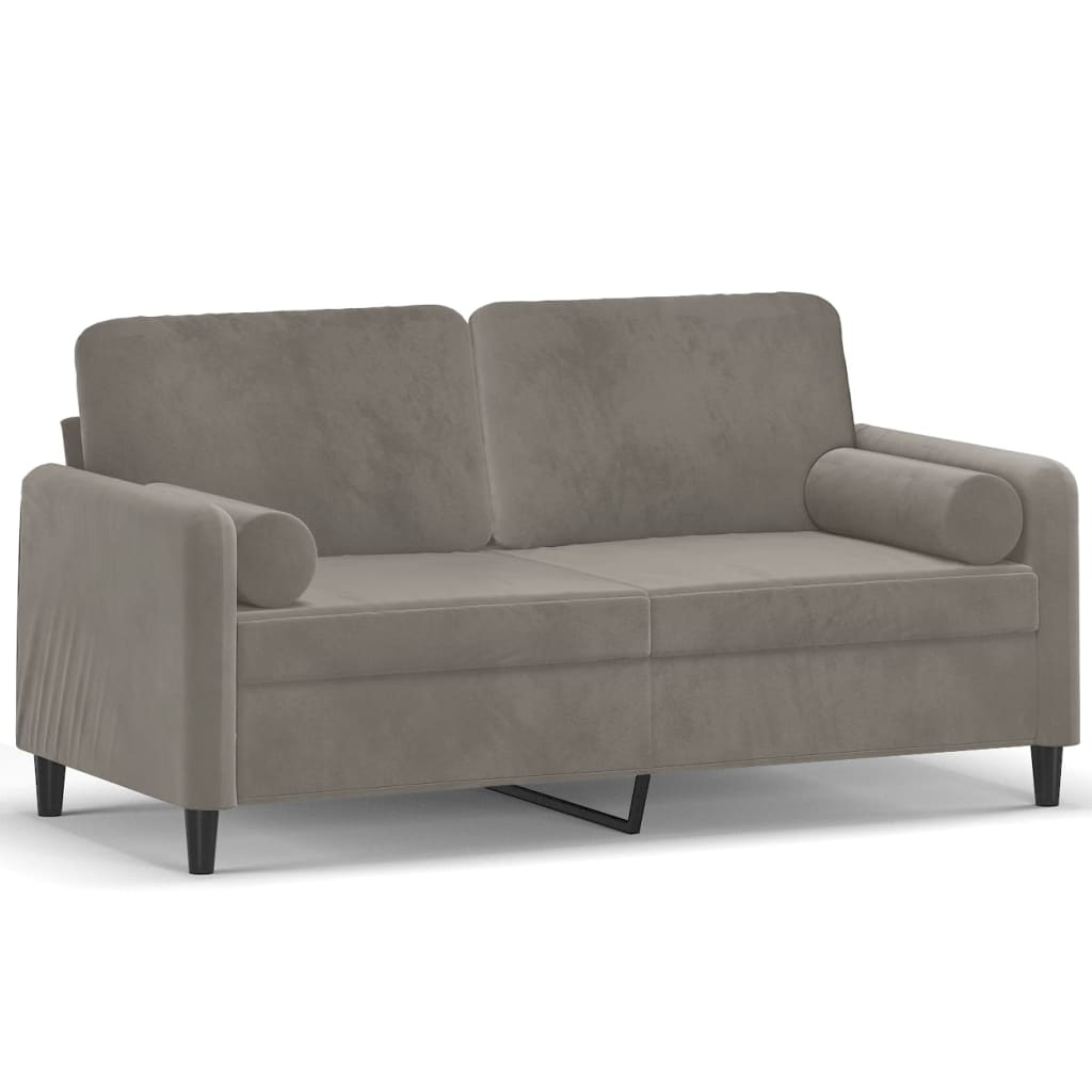 vidaXL 2-Sitzer-Sofa mit Kissen Hellgrau 140 cm Samt