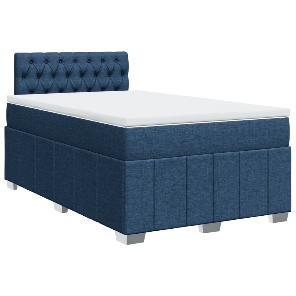 vidaXL Boxspringbett mit Matratze Blau 120x200 cm Stoff