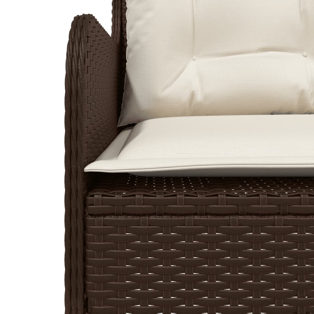 vidaXL Gartensofa in L-Form mit Kissen Braun Poly Rattan