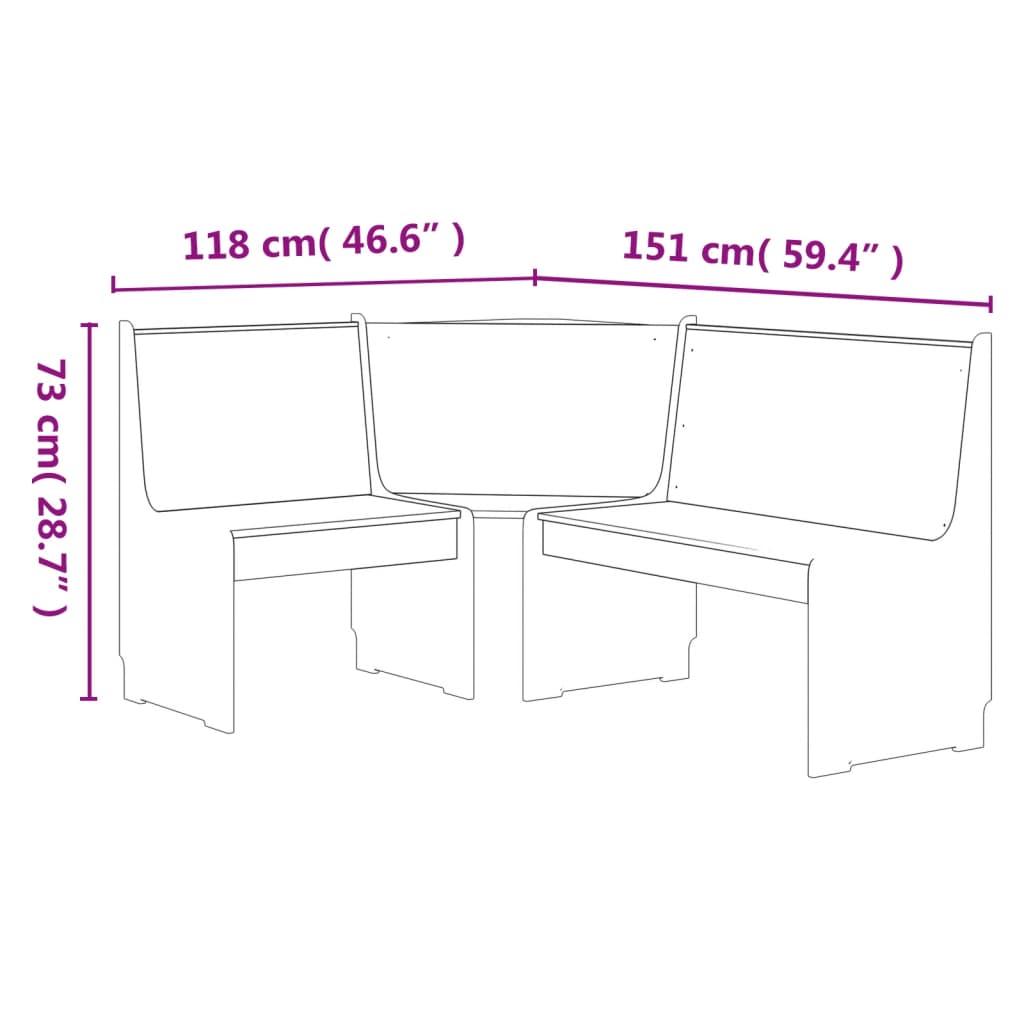 vidaXL Eckbank REINE 151 cm Honigbraun und Grau Massivholz Kiefer