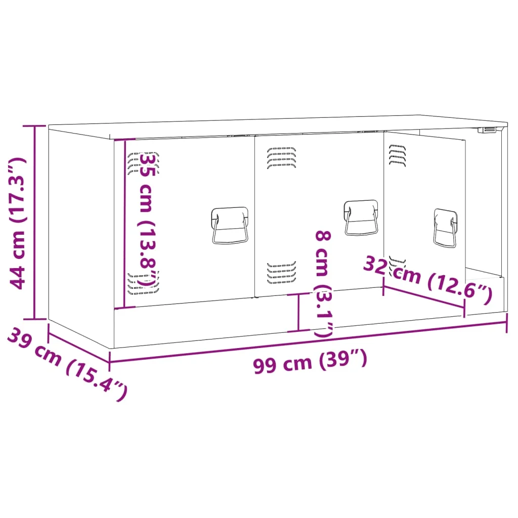 vidaXL TV-Schrank Schwarz 99x39x44 cm Stahl