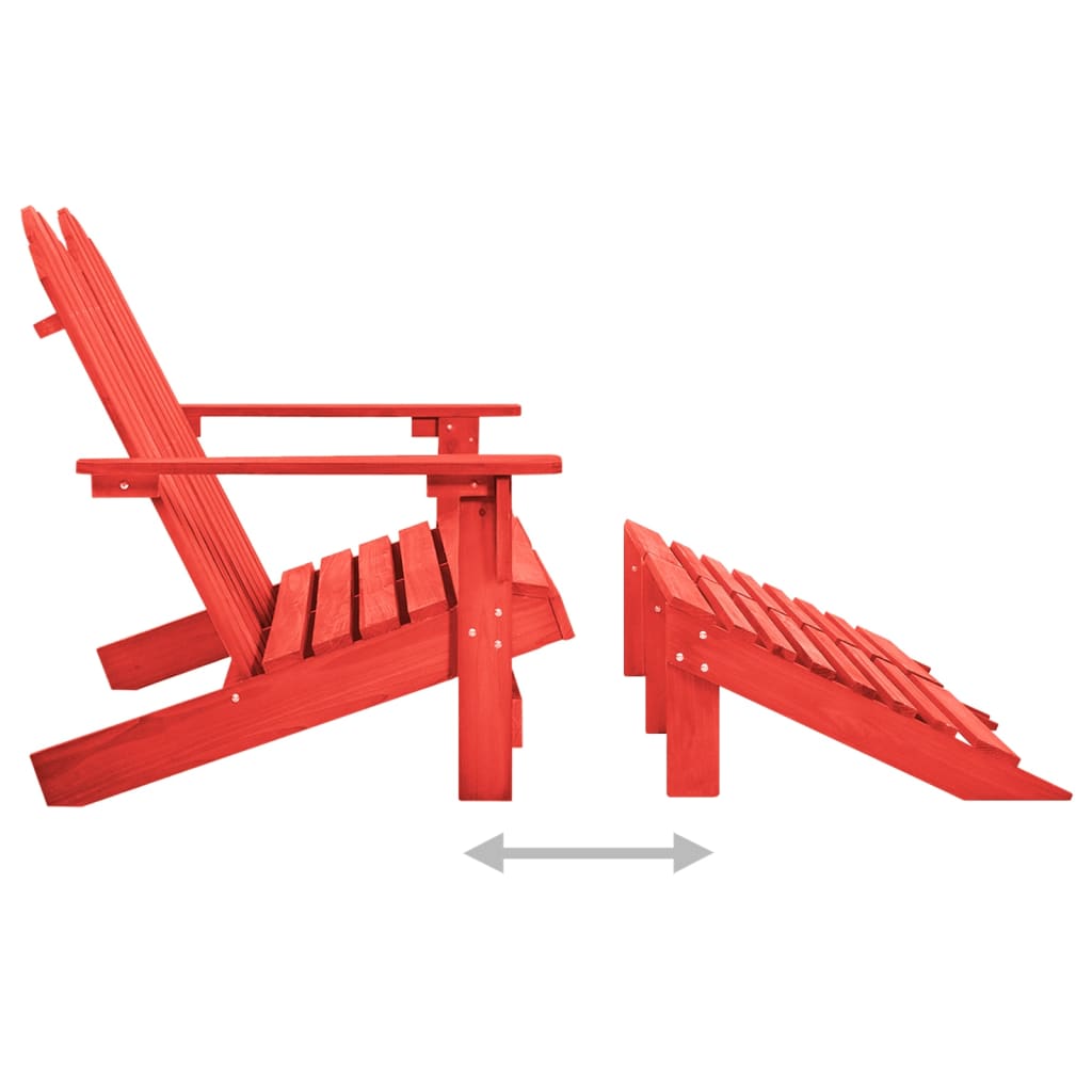 vidaXL Adirondack-Gartenbank 2-Sitzer mit Fußteil Tannenholz Rot