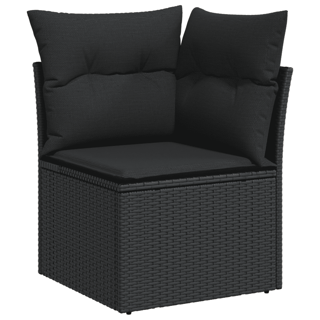 vidaXL 10-tlg. Garten-Sofagarnitur mit Kissen Schwarz Poly Rattan