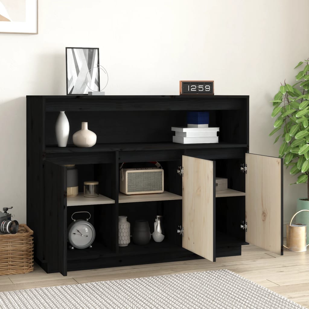 vidaXL Sideboard Schwarz 104,5x34x80 cm Massivholz Kiefer