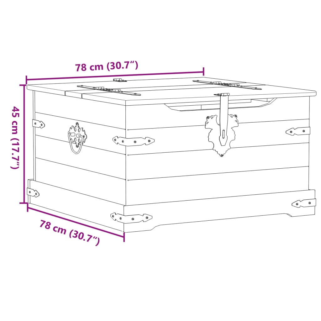 vidaXL Truhe Corona 78x78x45 cm Massivholz Kiefer