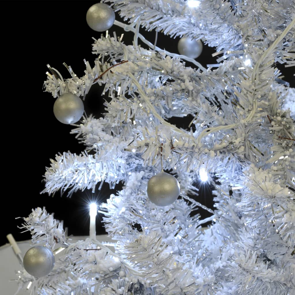 vidaXL Schneiender Weihnachtsbaum mit Schirmfuß Weiß 140 cm