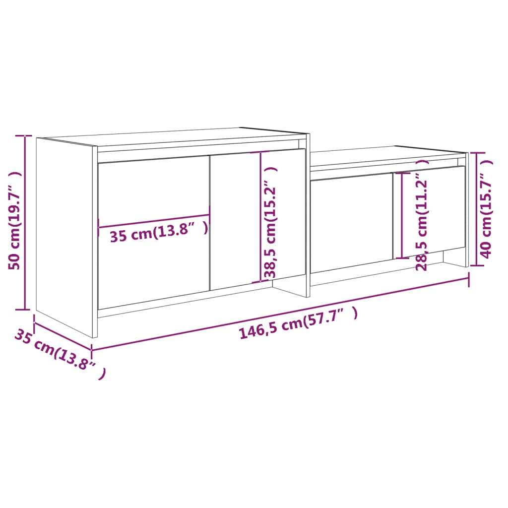 vidaXL TV-Schrank Schwarz 146,5x35x50 cm Holzwerkstoff