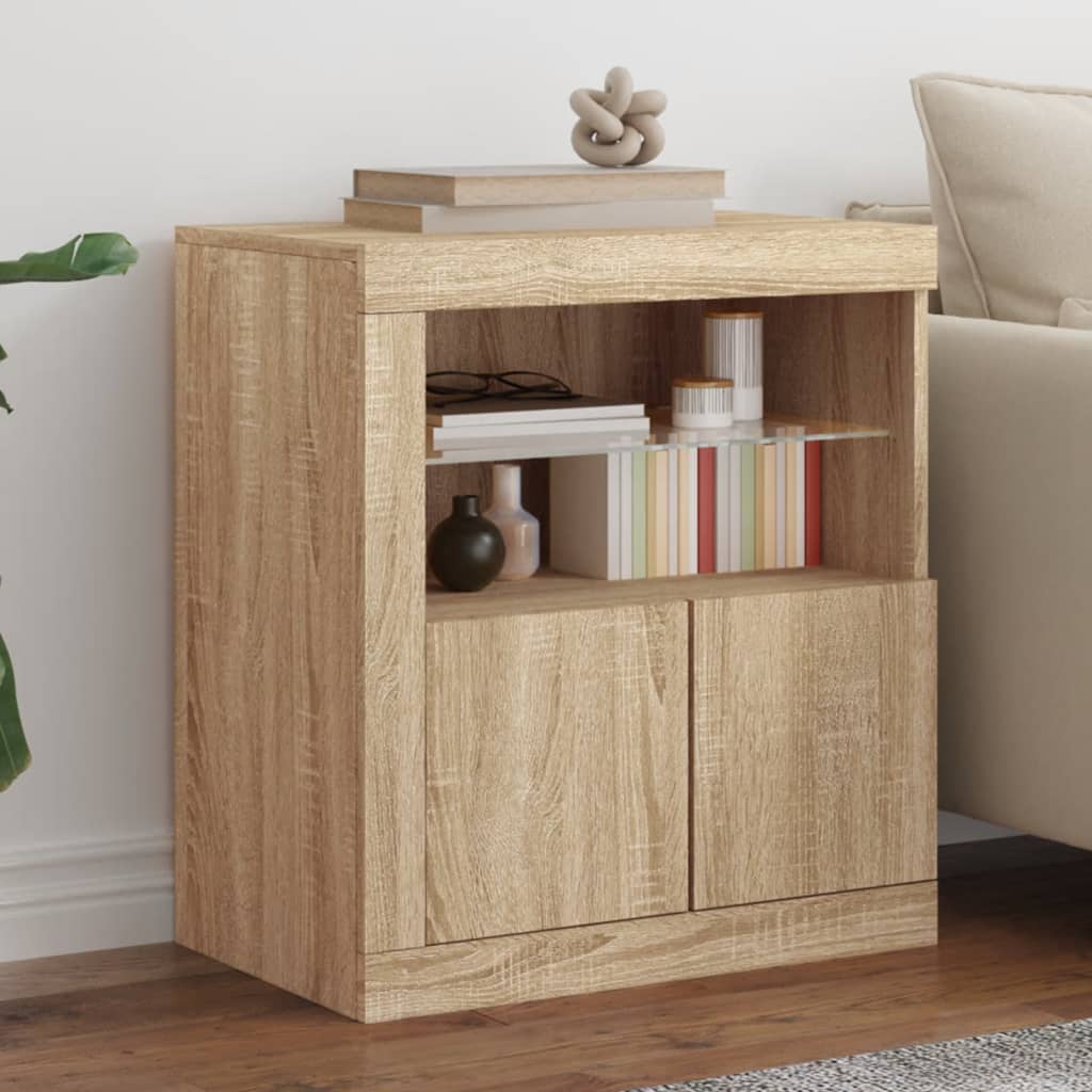 vidaXL Sideboard mit LED-Leuchten Sonoma-Eiche 60,5x37x67 cm