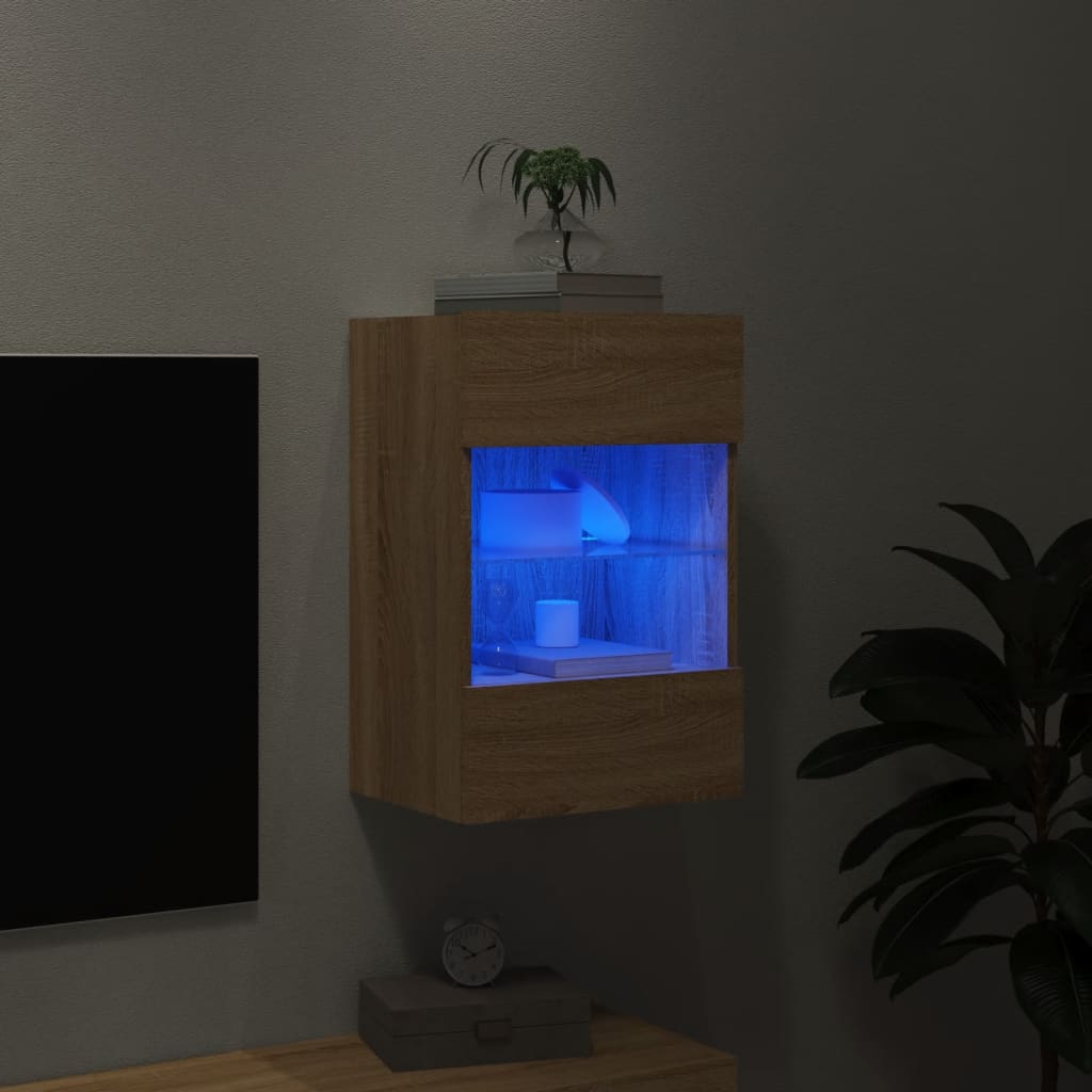 vidaXL TV-Wandschrank mit LED-Leuchten Sonoma-Eiche 40x30x60,5 cm