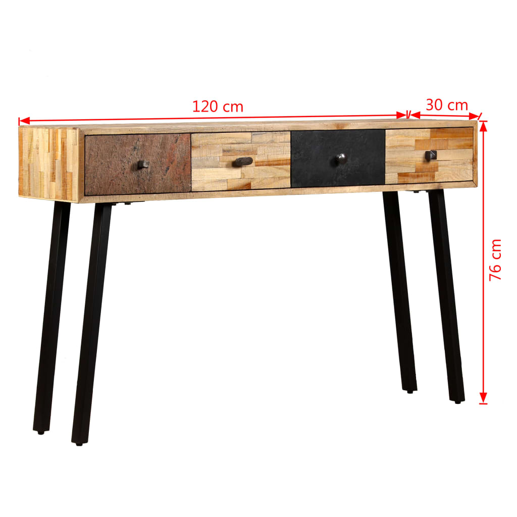 vidaXL Konsolentisch Recyceltes Teak Massiv 120 x 30 x 76 cm