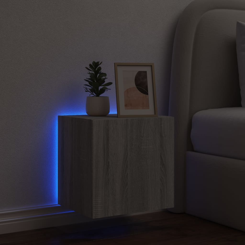 vidaXL TV-Wandschrank mit LED-Leuchten Grau Sonoma 40,5x35x40 cm