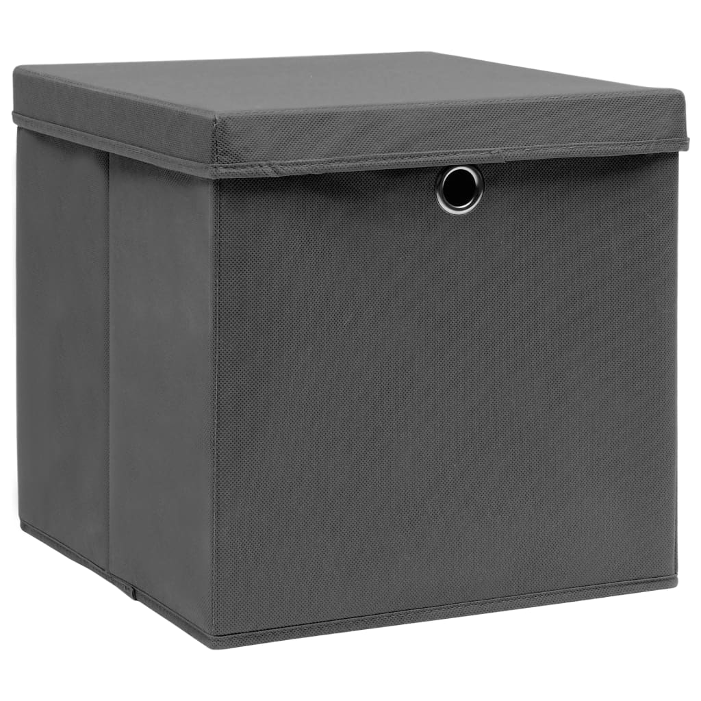 vidaXL Aufbewahrungsboxen mit Deckeln 4 Stk. 28x28x28 cm Grau