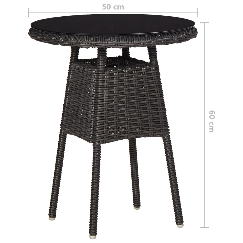 vidaXL 3-tlg. Garten-Bistro-Set mit Auflagen Poly Rattan Schwarz