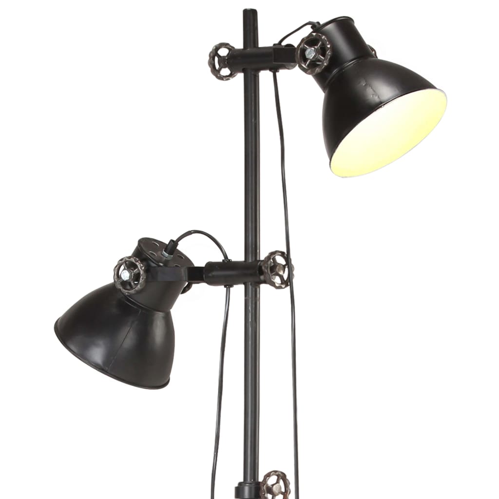 vidaXL Stehlampe 2-flammig Schwarz E27 Gusseisen