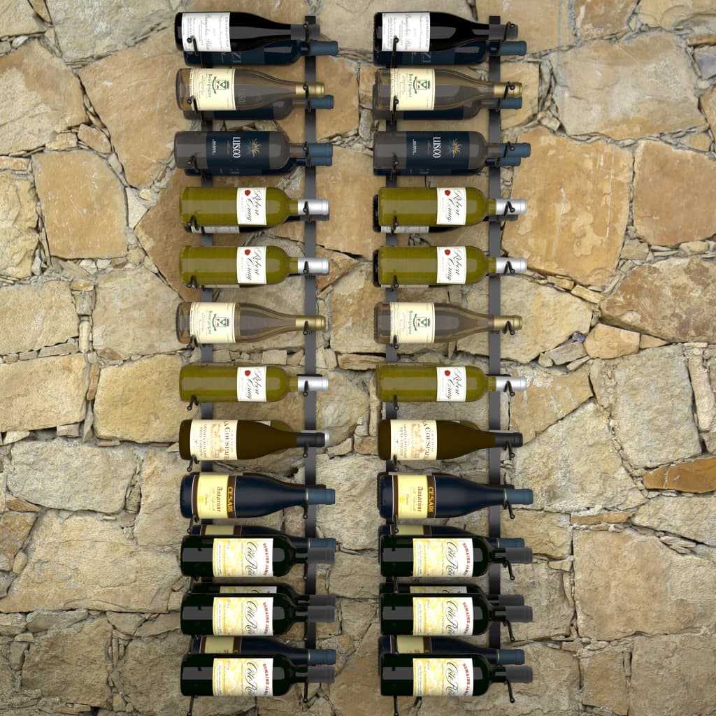 vidaXL Wand-Weinregale für 48 Flaschen 2 Stk. Schwarz Eisen
