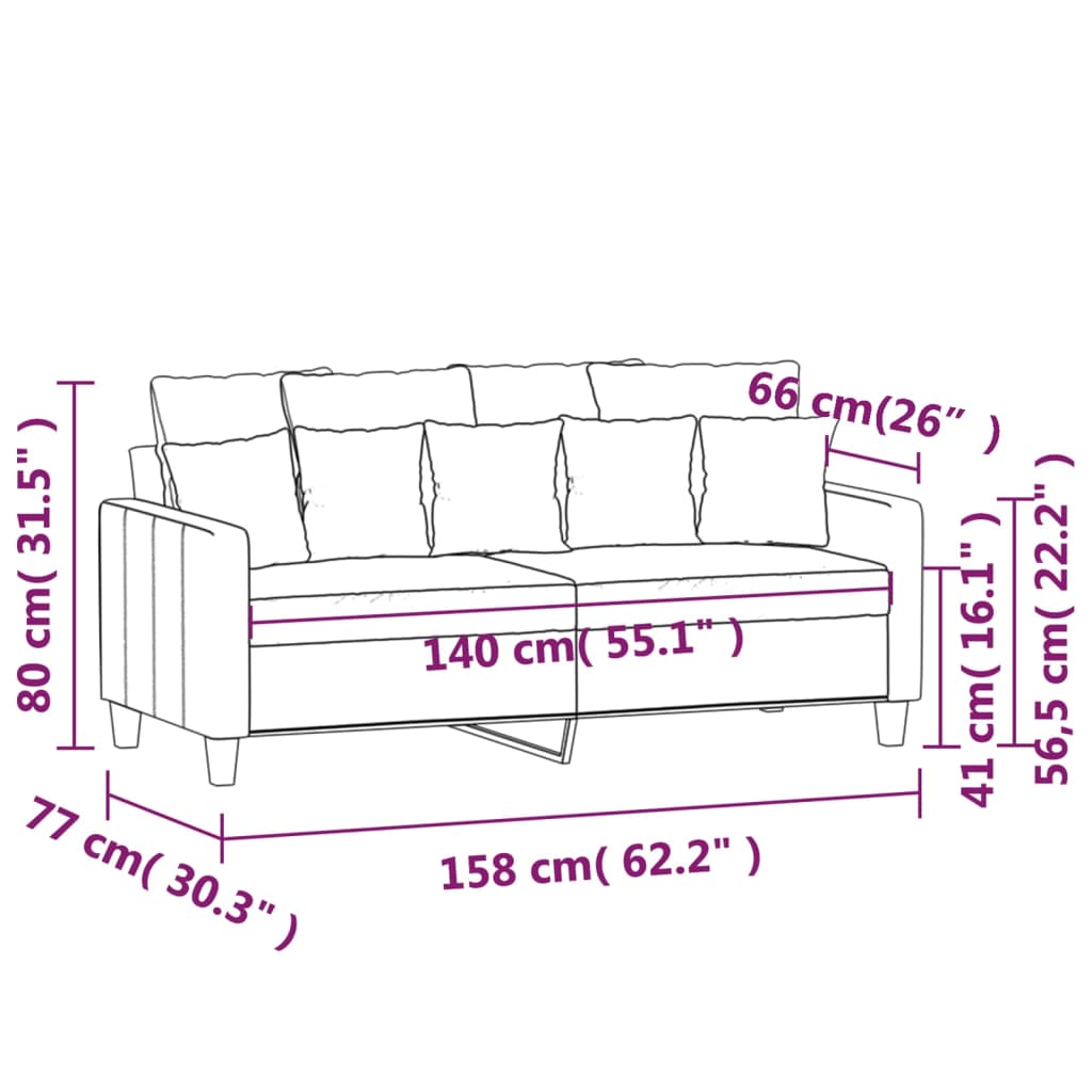 vidaXL 2-Sitzer-Sofa Dunkelgrau 140 cm Stoff