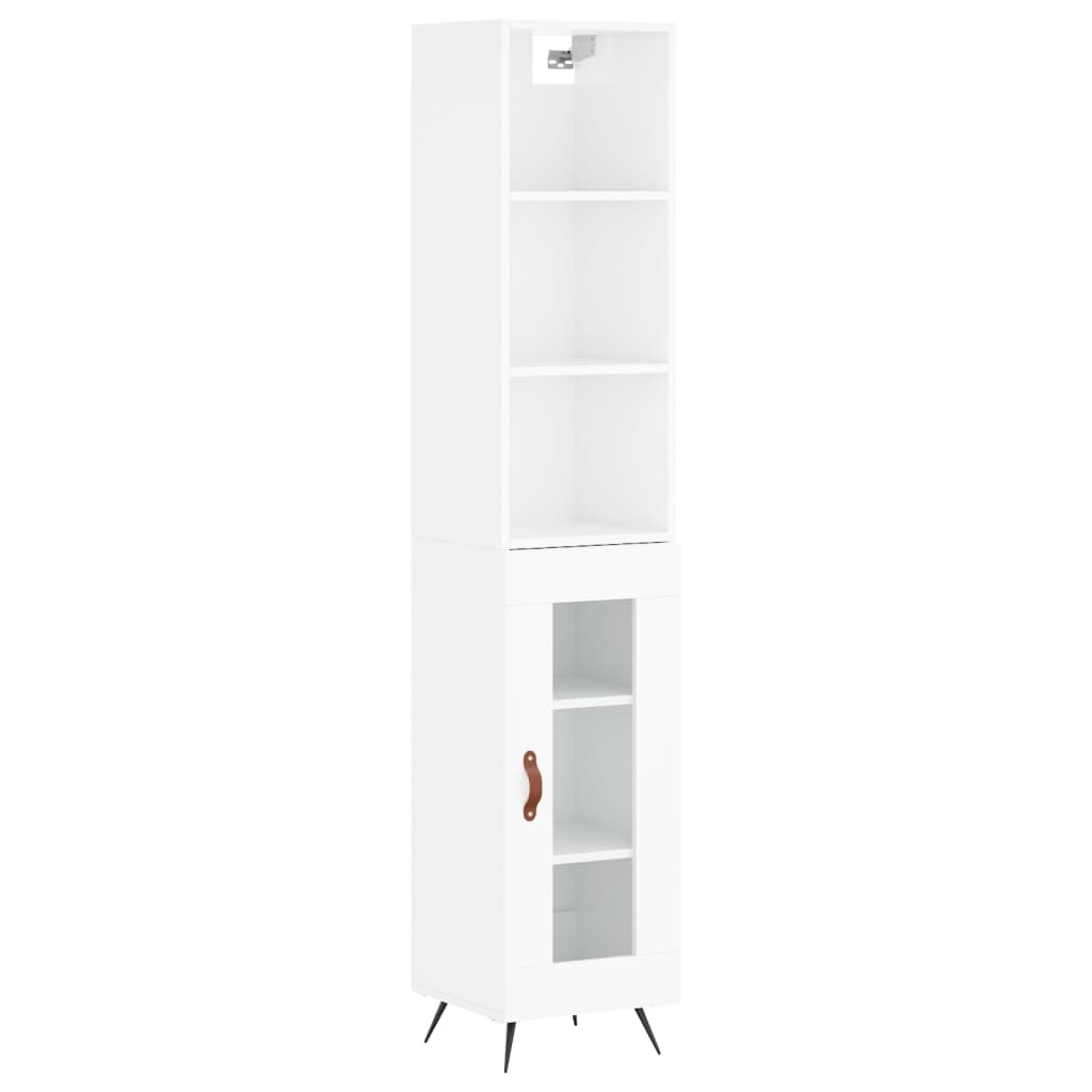 vidaXL Highboard Hochglanz-Weiß 34,5x34x180 cm Holzwerkstoff