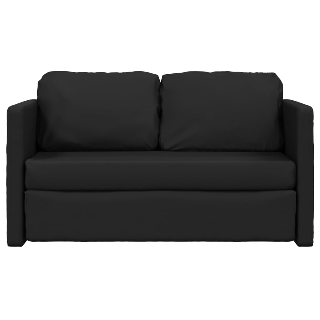 vidaXL Bodensofa mit Schlaffunktion Schwarz 112x174x55 cm Kunstleder