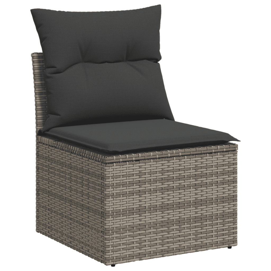 vidaXL 11-tlg. Garten-Sofagarnitur mit Kissen Grau Poly Rattan