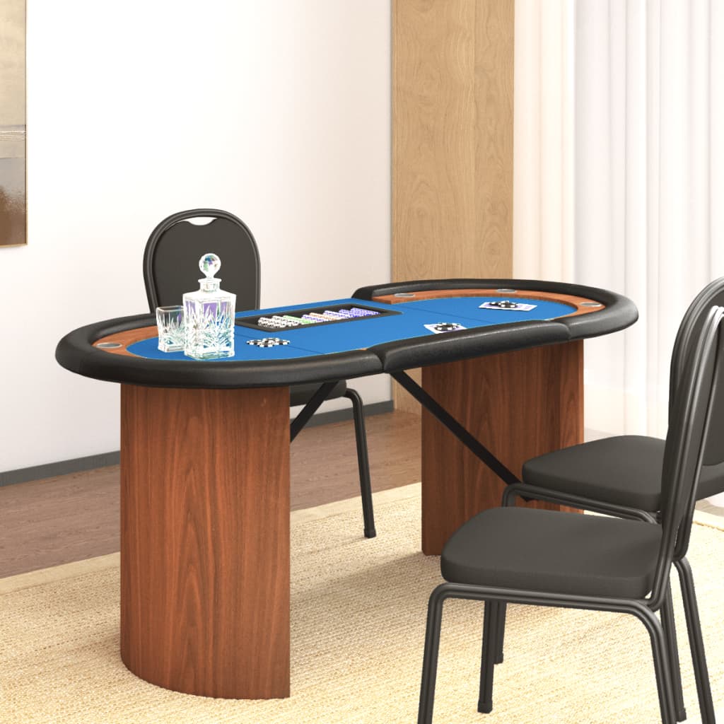 vidaXL Pokertisch 10 Spieler mit Chipablage Blau 160x80x75 cm