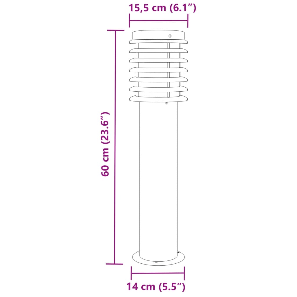 vidaXL Wegeleuchte Silbern 60 cm Edelstahl