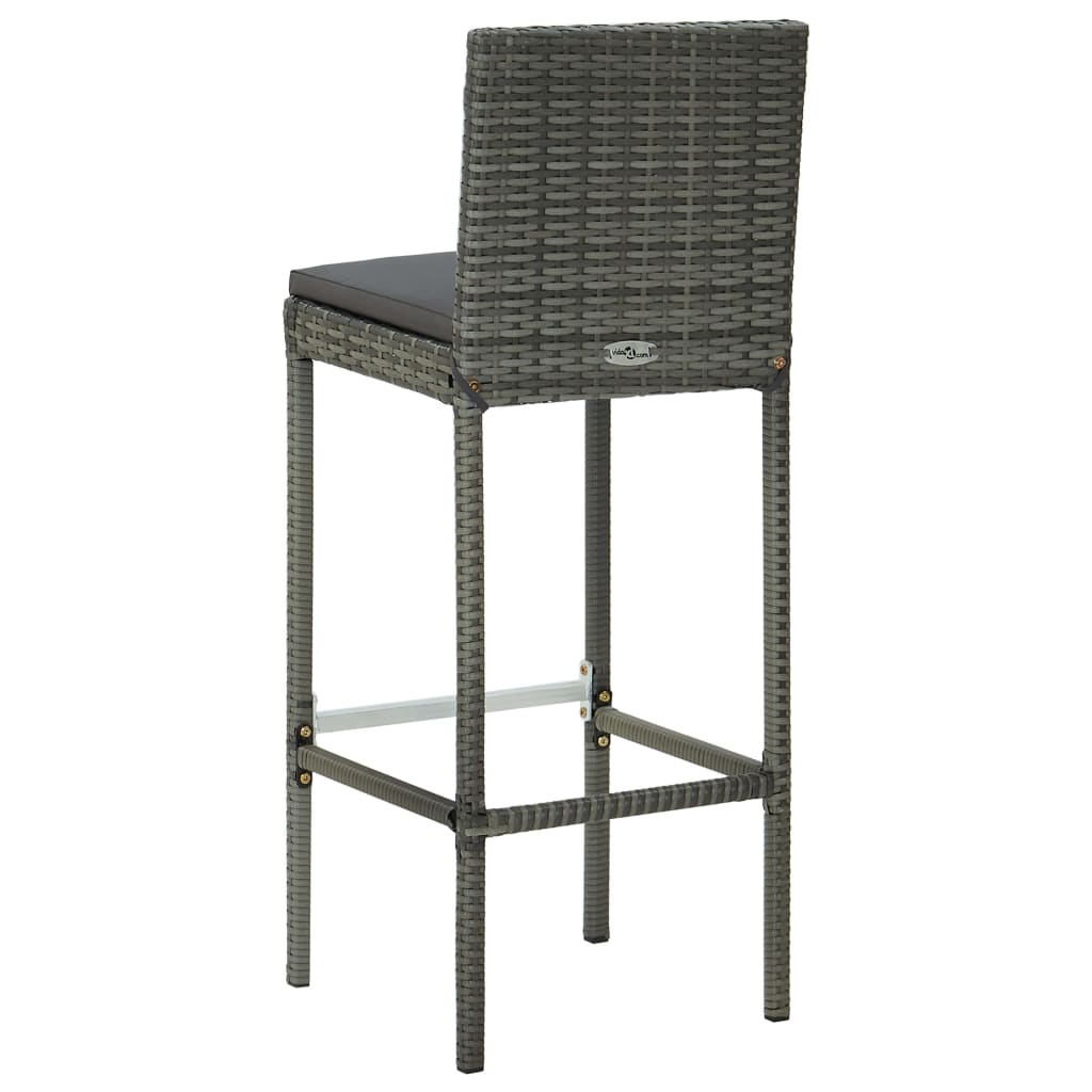 vidaXL Barhocker mit Kissen 6 Stk. Grau Poly Rattan