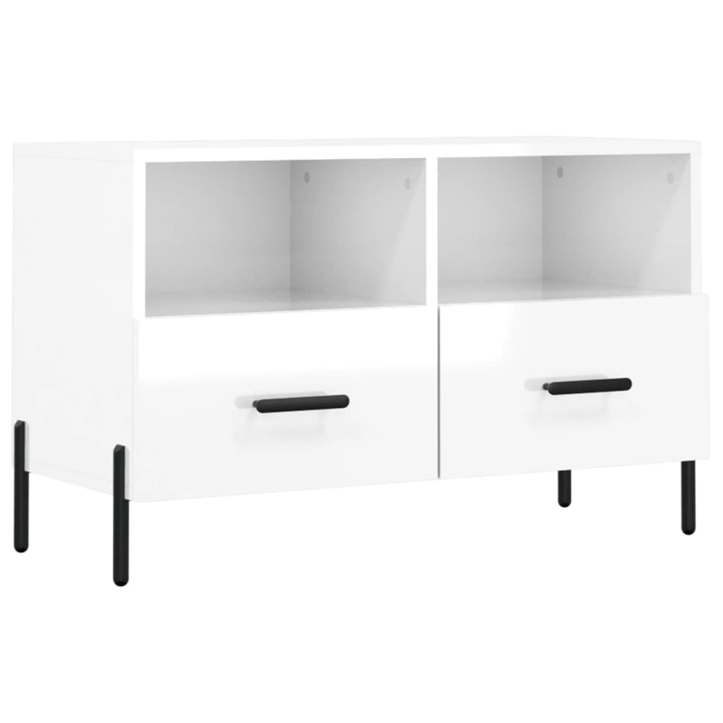 vidaXL TV-Schrank Hochglanz-Weiß 80x36x50 cm Holzwerkstoff