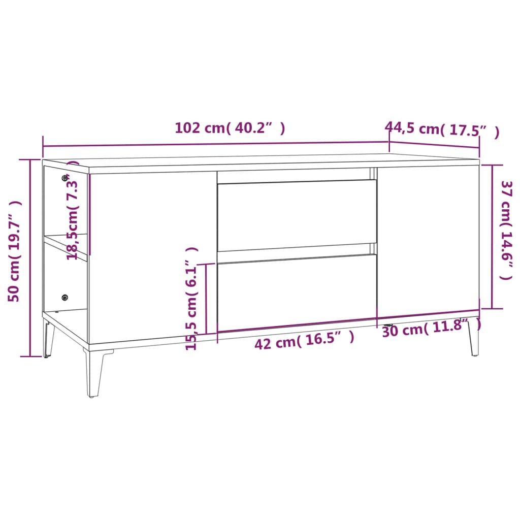 vidaXL TV-Schrank Weiß 102x44,5x50 cm Holzwerkstoff