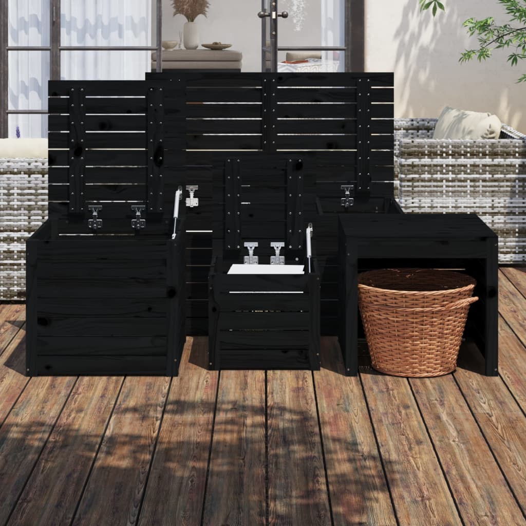 vidaXL 4-tlg. Gartenbox-Set Schwarz Massivholz Kiefer