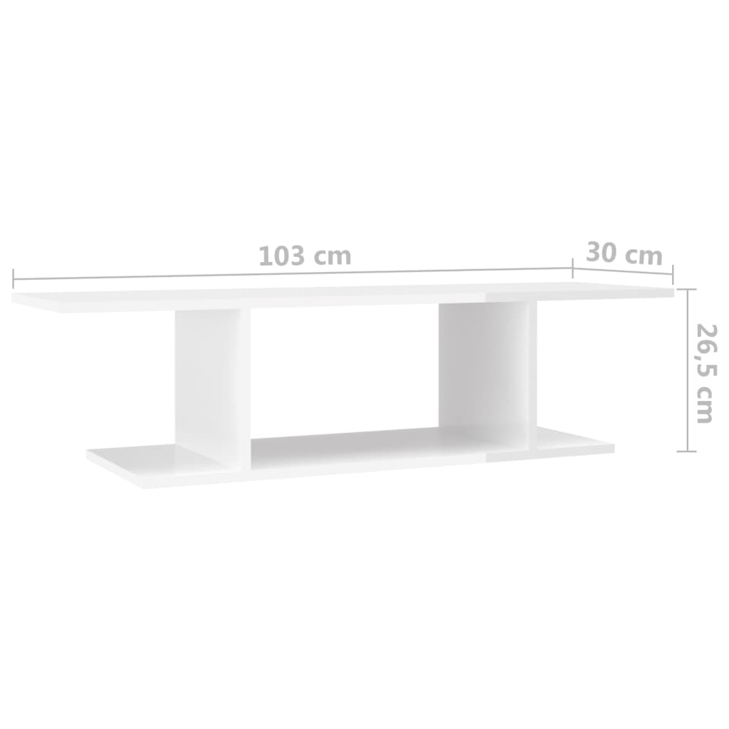 vidaXL TV-Wandschrank Hochglanz-Weiß 103x30x26,5 cm