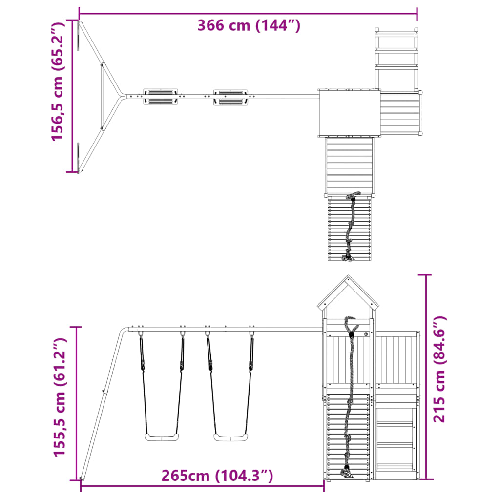 vidaXL Spielturm Massivholz Kiefer