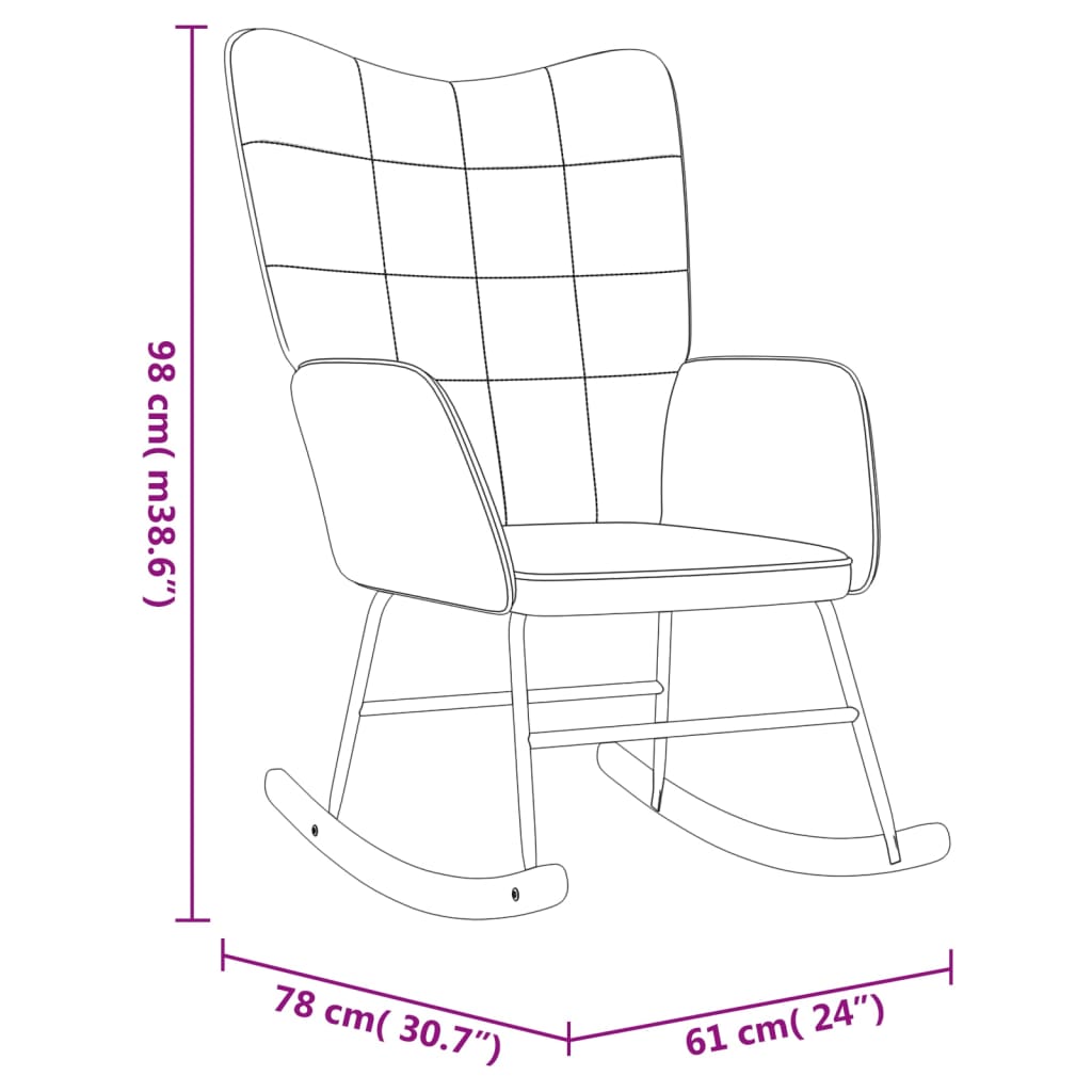 vidaXL Schaukelstuhl Dunkelgrau Samt und PVC