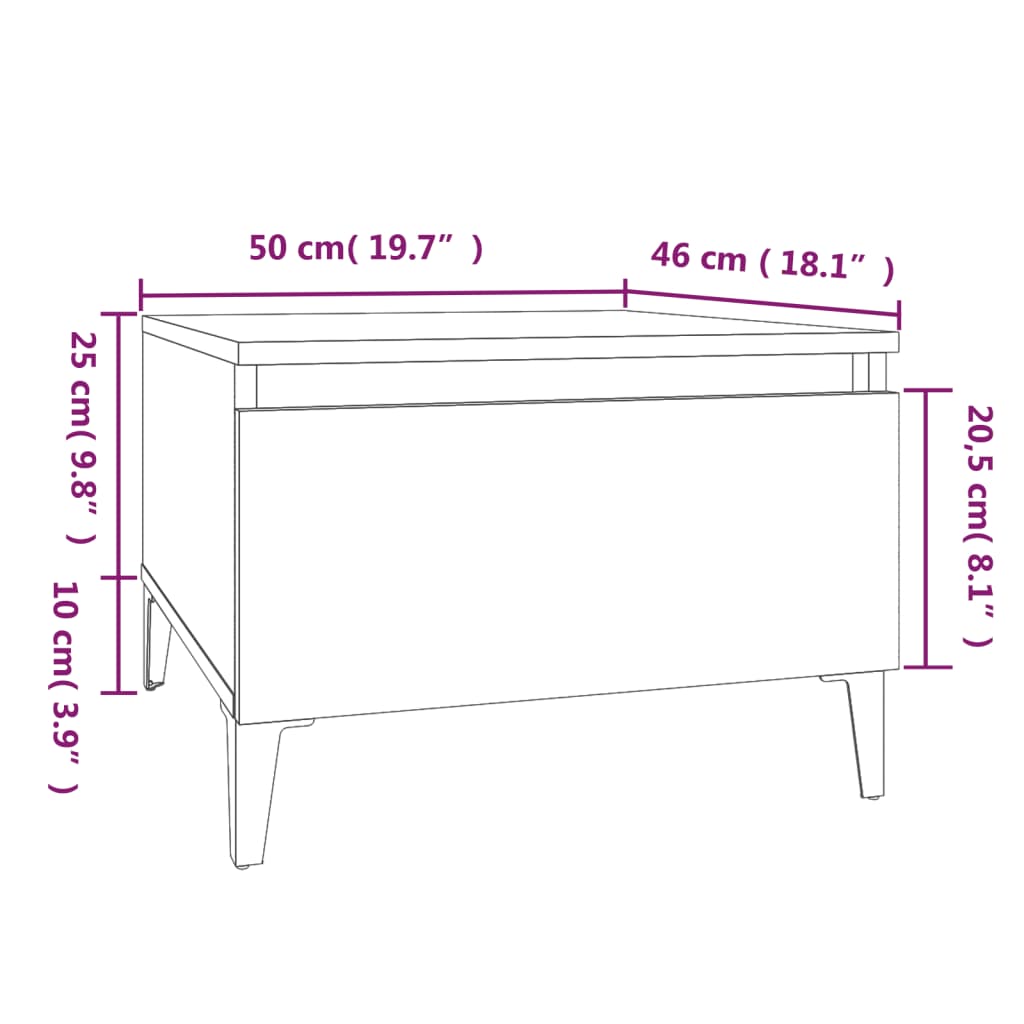 vidaXL Beistelltisch Grau Sonoma 50x46x35 cm Holzwerkstoff