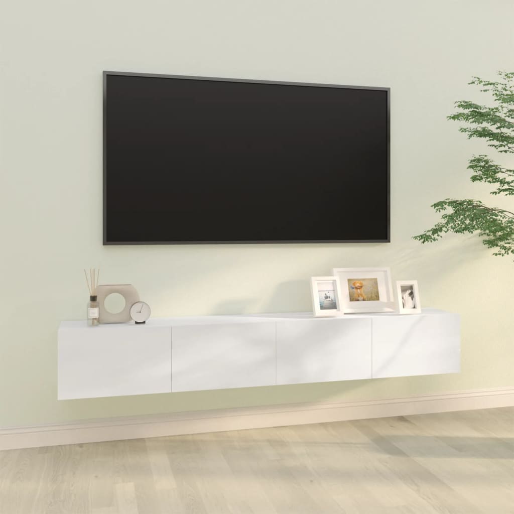 vidaXL TV-Wandschränke 2 Stk. Hochglanz-Weiß 100x30x30cm Holzwerkstoff
