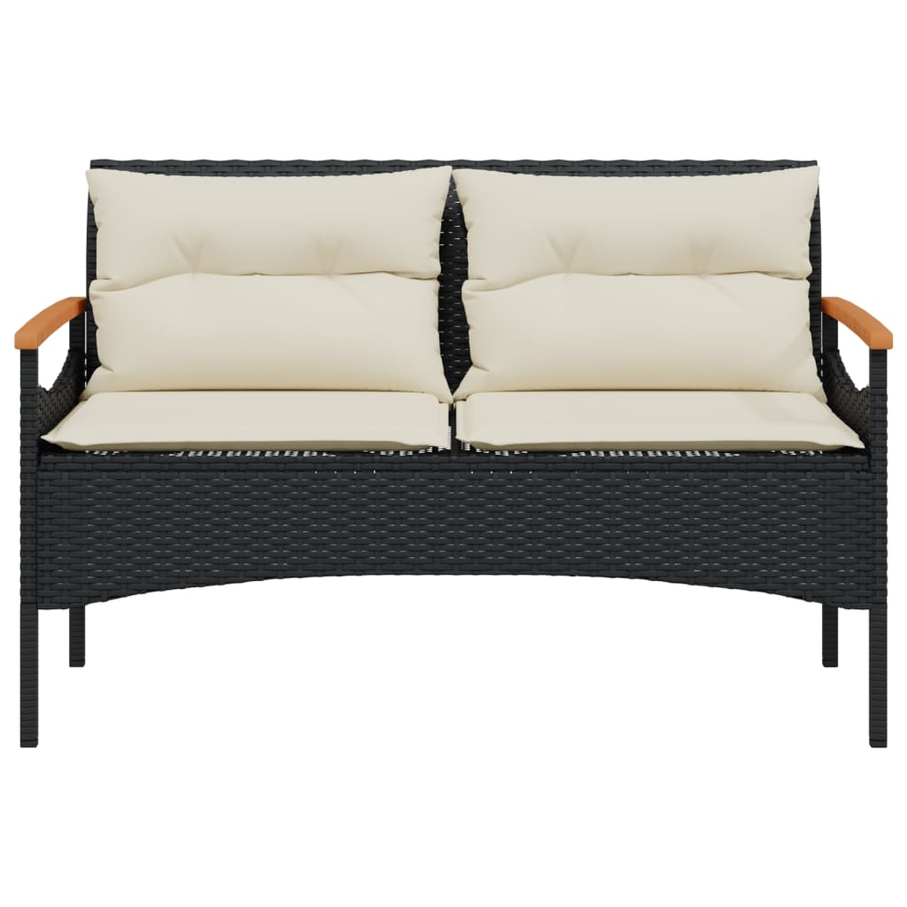 vidaXL 4-tlg. Garten-Sofagarnitur mit Kissen Schwarz Poly Rattan