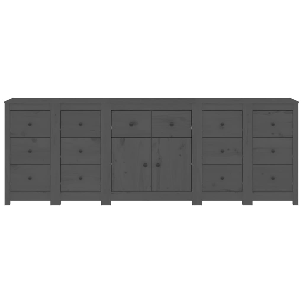 vidaXL Sideboard Grau 230x35x80 cm Massivholz Kiefer