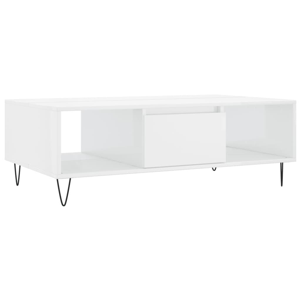 vidaXL Couchtisch Hochglanz-Weiß 104x60x35 cm Holzwerkstoff