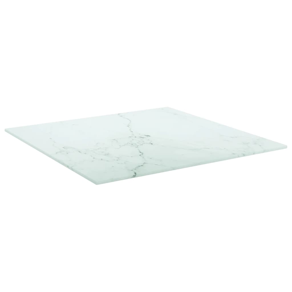 vidaXL Tischplatte Weiß 50x50 cm 6 mm Hartglas in Marmoroptik