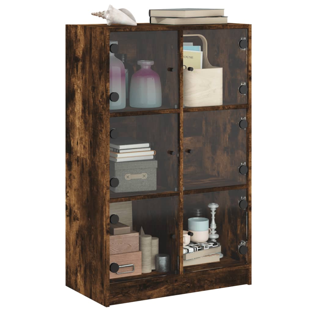 vidaXL Highboard mit Türen Räuchereiche 68x37x109 cm Holzwerkstoff