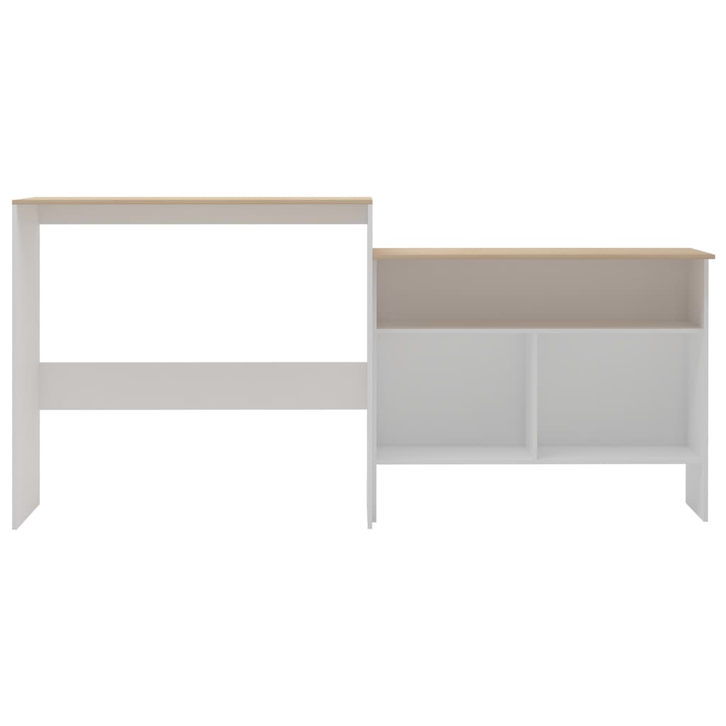 vidaXL Bartisch mit 2 Tischplatten Weiß und Eichefarben 130x40x120 cm